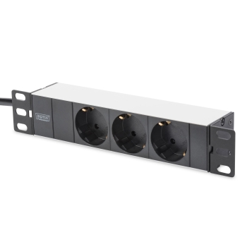 Listwa zasilająca DIGITUS do szaf 10" RACK 3xSchuko, 2m 1xSchuko, 16A, aluminiowa