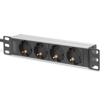Listwa zasilająca DIGITUS do szaf 10" RACK 4xSchuko, 2m 1xSchuko, 16A, aluminiowa