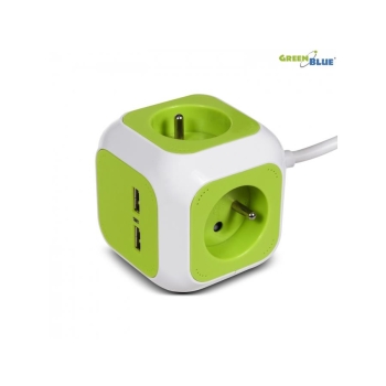 Listwa zasilająca przedłużacz GreenBlue GB118 MagicCube poczwórne gniazdo prądowe, 2 wejścia USB 1,4m