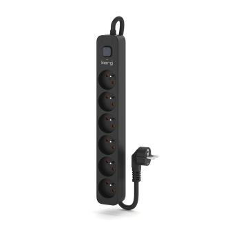 Urządzenie zasilające zabezpieczające KERG z wyłącznikiem 6 gniazd czarne 3m 16A H05VV-F 3x1,5mm2