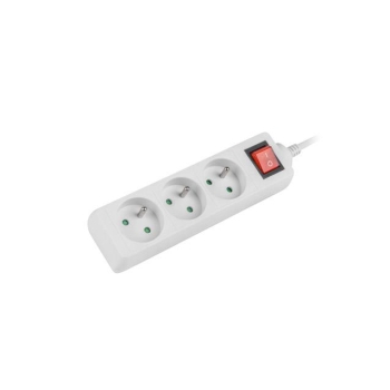 Listwa przedłużacz Lanberg 1,5m biała 3x 230V PL, kabel wykonany z pełnej miedzi