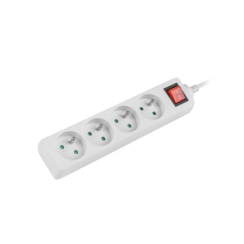 Listwa przedłużacz Lanberg 1,5m biała 4x 230V PL, z wyłącznikiem, kabel wykonany z pełnej miedzi