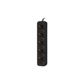 Listwa przedłużacz Lanberg 1,5m czarna 5x 230V Schuko, kabel wykonany z pełnej miedzi