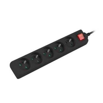 Listwa przedłużacz Lanberg 3m czarna 5x 230V PL, z wyłącznikiem, kabel wykonany z pełnej miedzi