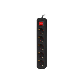 Listwa przedłużacz Lanberg 3m czarna 5x 230V Schuko z wyłącznikiem, kabel wykonany z pełnej miedzi