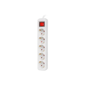 Listwa przedłużacz Lanberg 3m biała 5x 230V Schuko z wyłącznikiem, kabel wykonany z pełnej miedzi