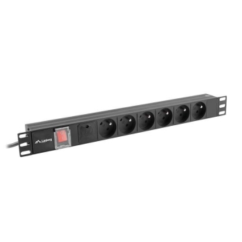 Listwa zasilająca Lanberg do RACK 1U 16A PDU 6x PL 2m czarna