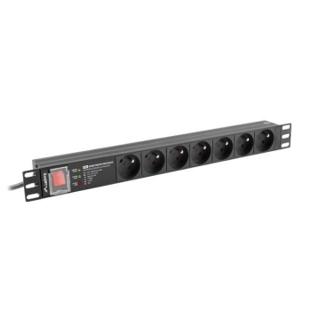 Listwa zasilająca Lanberg do RACK 19" 1U 16A PDU PRO 7x PL SPD-3MP 2m czarna