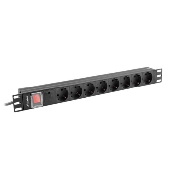Listwa zasilająca Lanberg do RACK 1U 16A PDU 8x Schuko 2m czarna
