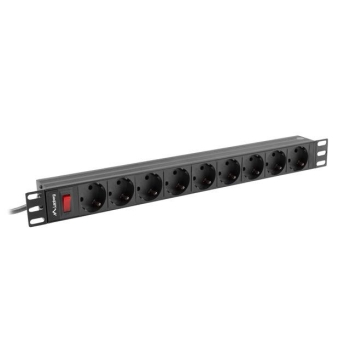 Listwa zasilająca Lanberg do RACK 1U 16A PDU 9x Schuko 3m czarna - USZ OPAK