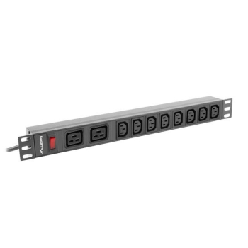 Listwa zasilająca Lanberg do RACK 1U 16A PDU 19" 2x C19, 8x IEC C13 2m czarna C20