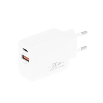 Ładowarka Movano GaN 20W USB-C PD + USB-A (white)