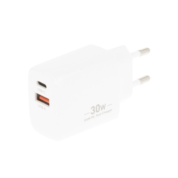 Ładowarka Movano GaN 30W USB-C PD + USB-A (white)
