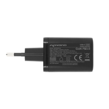 Ładowarka Movano GaN 45W USB-C PD + USB-A (black)