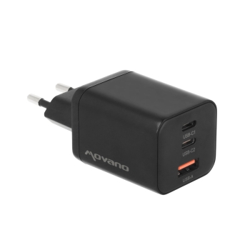 Ładowarka Movano GaN 65W 2x USB-C PD + USB-A (black)