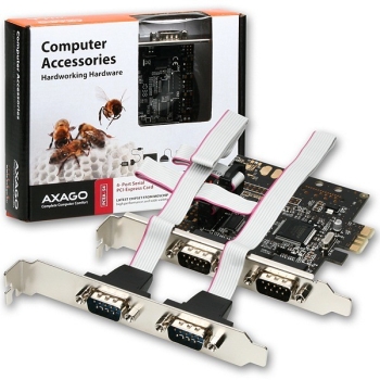 Axagon PCEA-S4N PCIe x1 kontroler 4x RS232 DB9 COM