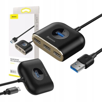 Baseus Square Round HUB USB 3.0 do 1x USB 3.0 + 3x USB 2.0 1m czarny