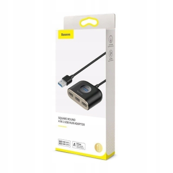 Baseus Square Round HUB USB 3.0 do 1x USB 3.0 + 3x USB 2.0 1m czarny