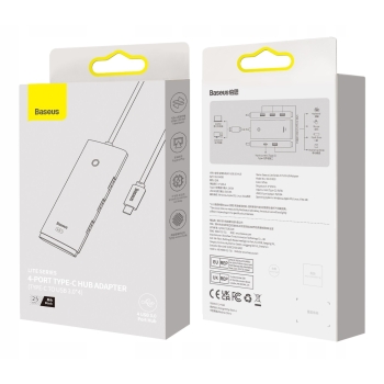 BASEUS WKQX030301 adaper hub rozdzielacz z USB-C na 4x USB 3.0 kabel 25 cm