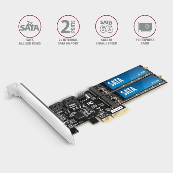 Axagon PCES-SA4M2 kontroler PCIe 2x SATA 2x M.2