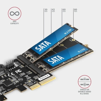 Axagon PCES-SA4M2 kontroler PCIe 2x SATA 2x M.2